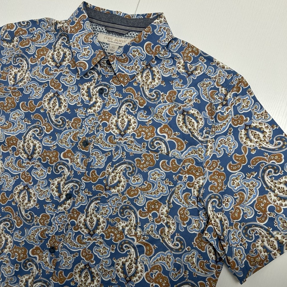 Cody James Western Short Sleeve Shirt Mens XL Rodeo Cowboy Casual Paisley Print